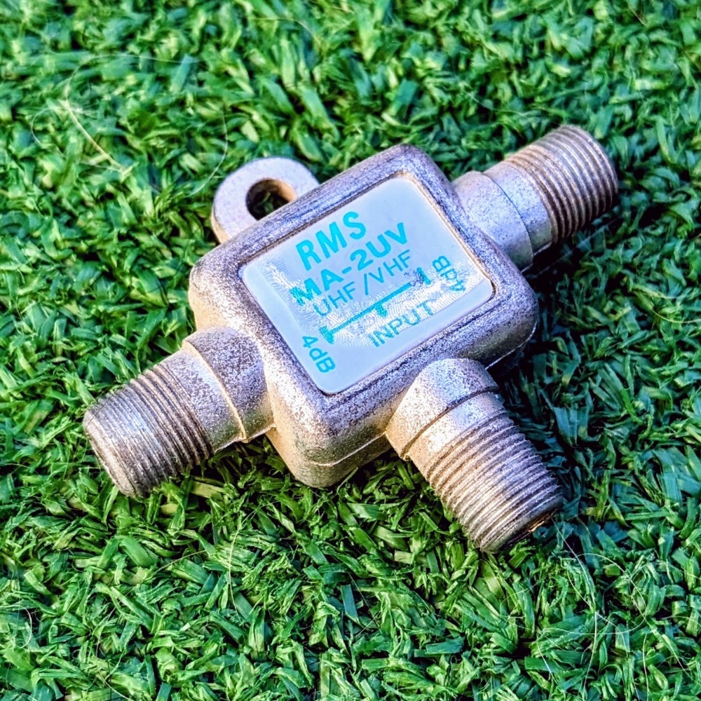 VTG RMS MA-2UV UHF/VHF 2-Way Coaxial Cable Splitter 4dB Vintage Taiwan EUC